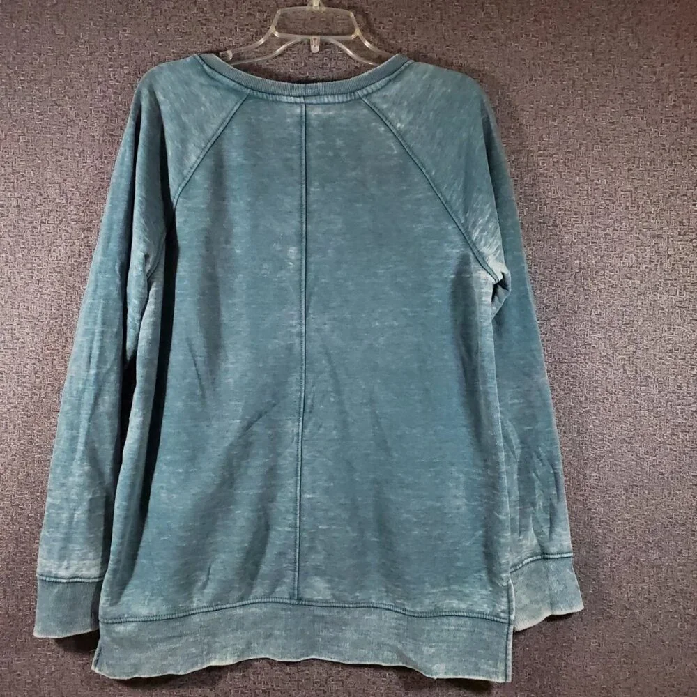 Balance Collection Lightweight Fleece Yoga Tunic Sweatshirt Faded Teal L - Picture 2 of 3